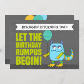 CUSTOM Lasse den Geburtstag Rumpus Begin!Einladung Einladung (Vorne/Hinten)
