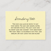 Custom, Lässig DIY Versatile Light Yellow Wedding Begleitkarte (Rückseite)