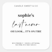 Custom Last Nerve Candle Funny Candle Quadratischer Aufkleber (Vorderseite)