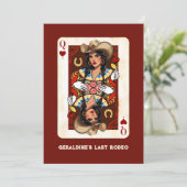 Custom Last Rodeo Midwest Queen of Hearts Card Einladung (Stehend Vorderseite)