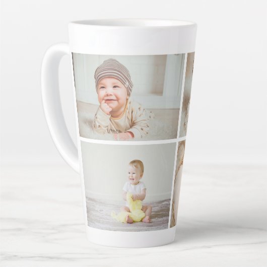 Custom Latte Mug with Four-Photo Collage Milchtasse (Linke Ecke)