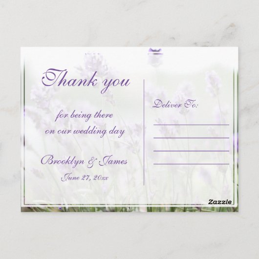 Custom Lavendel Bohemisch Vielen Dank Postcards Postkarte (Rückseite)