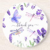 Custom Lavendel Dragonfly Shabby Chic Boho Style Getränkeuntersetzer (Vorne)