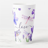 Custom Lavendel Dragonfly Shabby Chic Boho Style Milchtasse (Vorderseite)