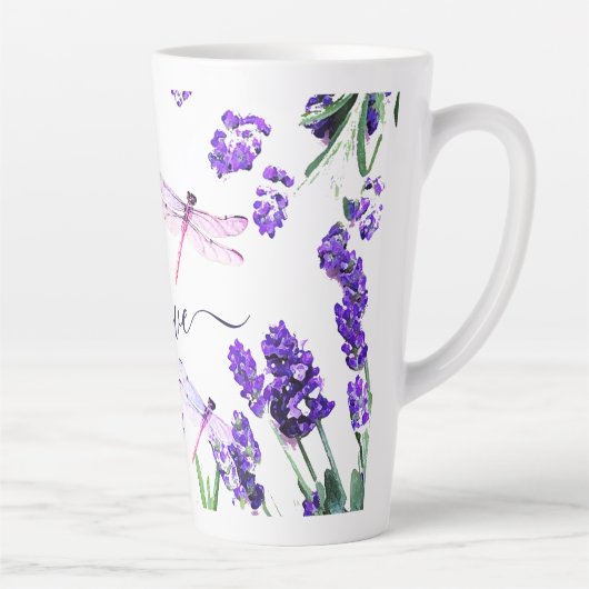 Custom Lavendel Dragonfly Shabby Chic Boho Style Milchtasse (Rechts)
