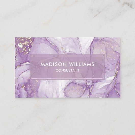 Custom Lavendel Lila White Glitzer Beruflich Visitenkarte (Vorderseite)
