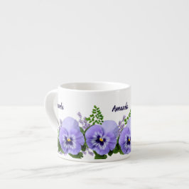 Custom Lavendel Pansy Blume Espresso Cup Espressotasse