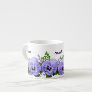 Custom Lavendel Pansy Blume Espresso Cup Espressotasse