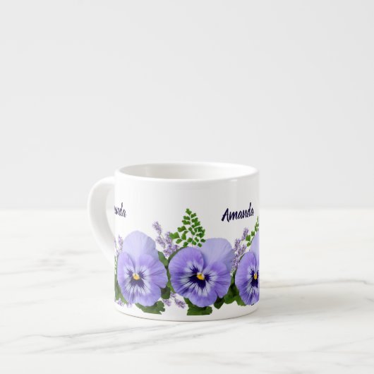 Custom Lavendel Pansy Blume Espresso Cup Espressotasse (Vorderseite Links)