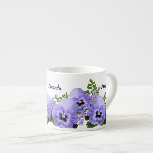 Custom Lavendel Pansy Blume Espresso Cup Espressotasse (Vorderseite Rechts)