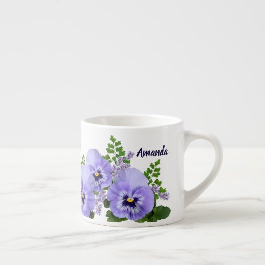Custom Lavendel Pansy Blume Espresso Cup Espressotasse (Rechts)