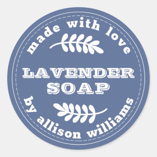 Custom Lavendel Soap Blue Runder Aufkleber (Vorderseite)
