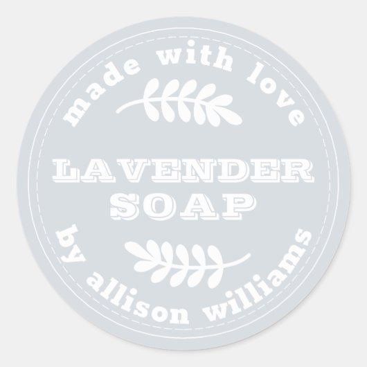 Custom Lavendel Soap Pastel Blue Runder Aufkleber (Vorderseite)