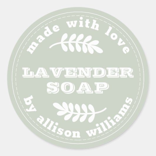 Custom Lavendel Soap Pastel Green Runder Aufkleber (Vorderseite)