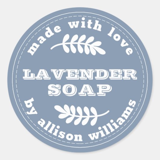 Custom Lavendel Soap Vintag Blue Runder Aufkleber (Vorderseite)