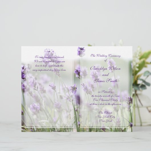Custom Lavender Bohemisch Wedding Programs Flyer (Stehend Vorderseite)