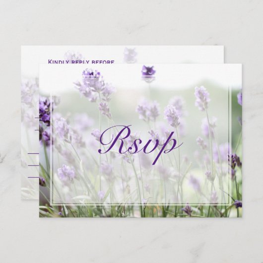 Custom Lavender Bohemisch Wedding RSVP Postkarten (Vorne/Hinten)