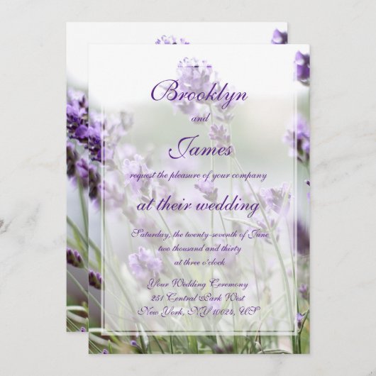Custom Lavender Bohemische Hochzeitseinladungen Einladung (Vorne/Hinten)
