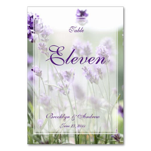Custom Lavender Bohemische Hochzeitssliding-Tischn Tischnummer (Rückseite)