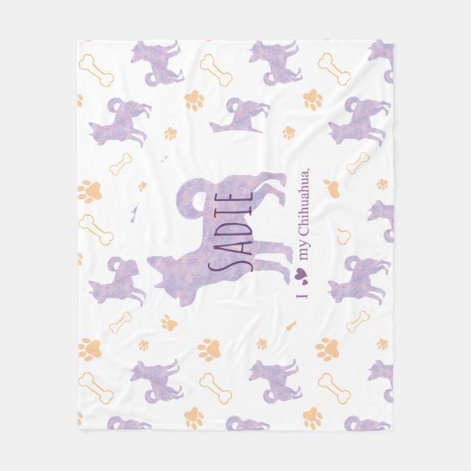 Custom lavender chihuahua Silhouette blanket Fleecedecke (Vorderseite)