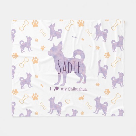 Custom lavender chihuahua Silhouette blanket Fleecedecke (Vorderseite (Horizontal))