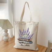 Custom Lavender Floral Book Tote Bag für Lehrer Tragetasche