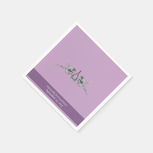 Custom Lavender Greenerity Wedding Napkins Serviette (Ecke)