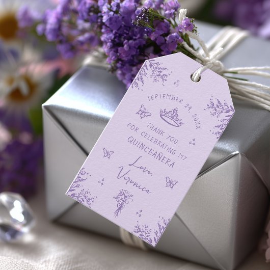 Custom Lavender Lilac Quinceañera Bevorzugung Geschenkanhänger