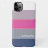 Custom Lavender Violet Dark Blue Pink Grau Streife iPhone Hülle (Rückseite)
