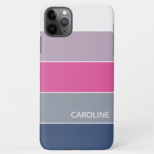 Custom Lavender Violet Dark Blue Pink Grau Streife iPhone Hülle (Rückseite)