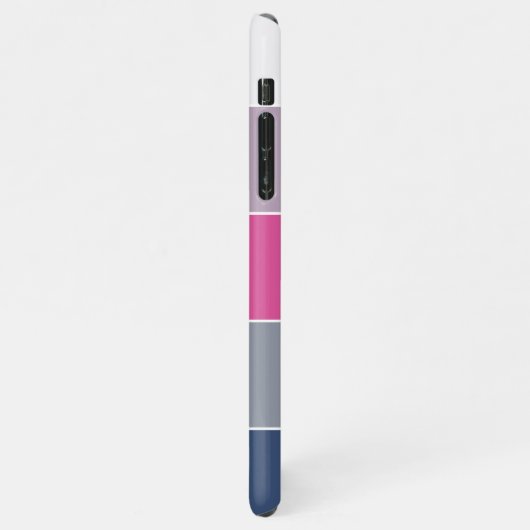 Custom Lavender Violet Dark Blue Pink Grau Streife iPhone Hülle (Linke Seite)