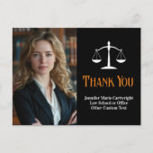 Custom Law School Black Orange Anwältin Vielen Dan Postkarte (Vorderseite)