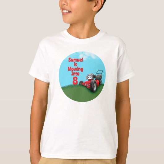 Custom Lawn Mower Kid's Birthday T-Shirt (Vorderseite)
