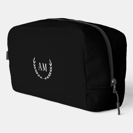 Custom Leaf Monogram, black Waschbeutel (Rechte Ecke)