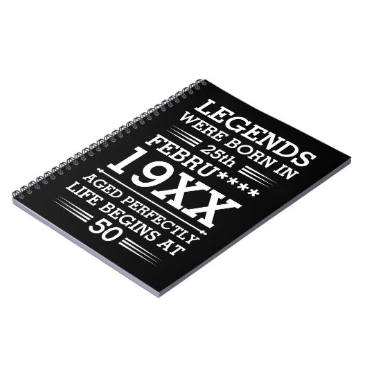 Custom Legends Were Born in Date Month Year Age Notizblock (Linke Seite)