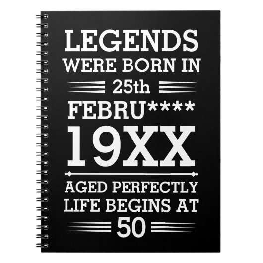 Custom Legends Were Born in Date Month Year Age Notizblock (Vorderseite)