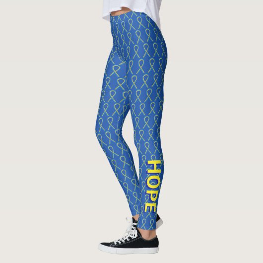 Custom Leggings, Blue and Yellow Awareness Ribbon Leggings (Links)