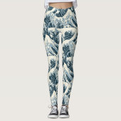 Custom Leggings - Hokusais Welle (Vorderseite)