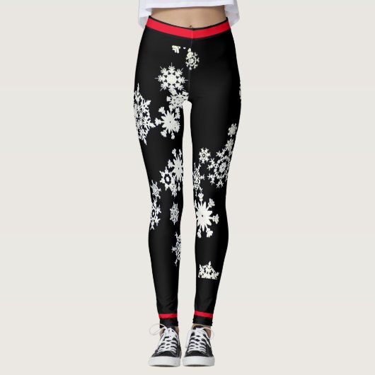 CUSTOM LEGGINGS SNOWFLAKE MIT ROT (Vorderseite)