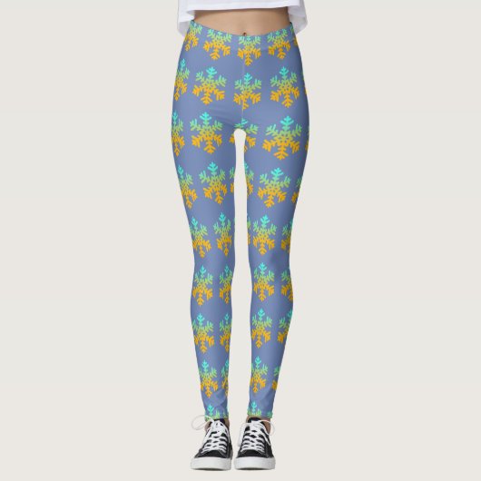 Custom Leggings Snowflakes Blue (Vorderseite)