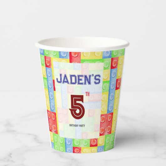 Custom Lego Themed Birthday Party Paper Cups Pappbecher (Vorderseite)