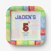 Custom Lego Themed Birthday Party Paper Plates Pappteller (Vorderseite)
