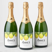 Custom Lemon Brautparty Theme Wasserfarbe Schaumweinetikett (Flaschen)