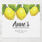 Custom Lemon Brautparty Theme Wasserfarbe Schaumweinetikett (Einzelnes Label)