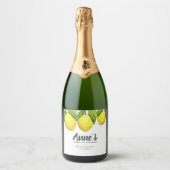 Custom Lemon Brautparty Theme Wasserfarbe Schaumweinetikett (Vorderseite)