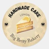 Custom Lemon Cake Labels | Personalisierte Bäckere Runder Aufkleber (Vorderseite)