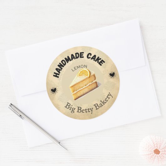 Custom Lemon Cake Labels | Personalisierte Bäckere Runder Aufkleber (Umschlag)