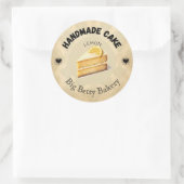 Custom Lemon Cake Labels | Personalisierte Bäckere Runder Aufkleber (Tasche)
