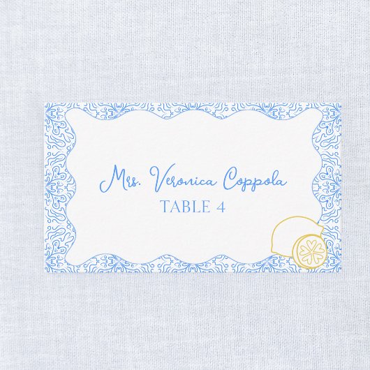 Custom Lemon Chic Mediterrane Hochzeitstisch Platzkarte