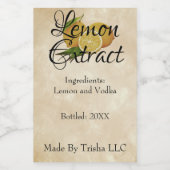 Custom Lemon Extract Oil Label Small Business Weinetikett (Einzelnes Label)